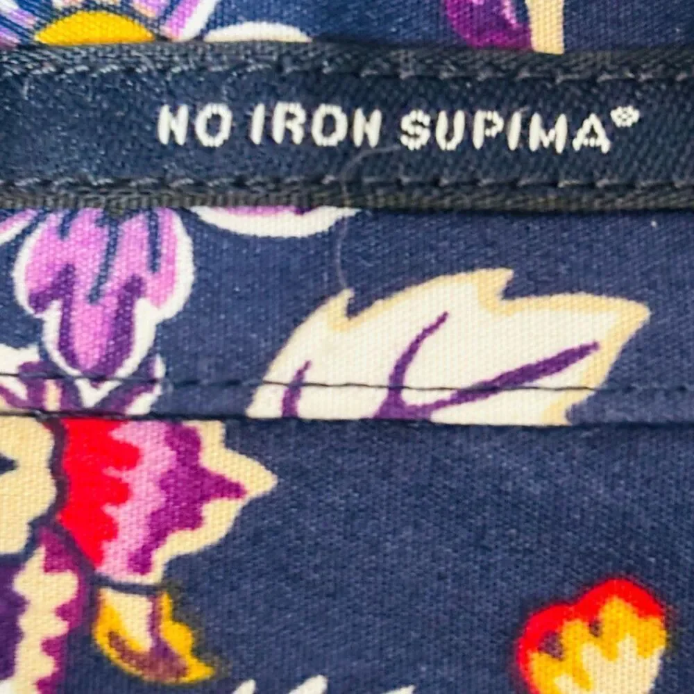 Lands’ End No Iron Supima 10 essential print button front long sleeve shirt